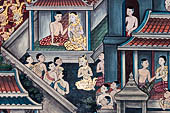 Bangkok Wat Pho, mural paintings of the vhian of the Reclining Buddha.